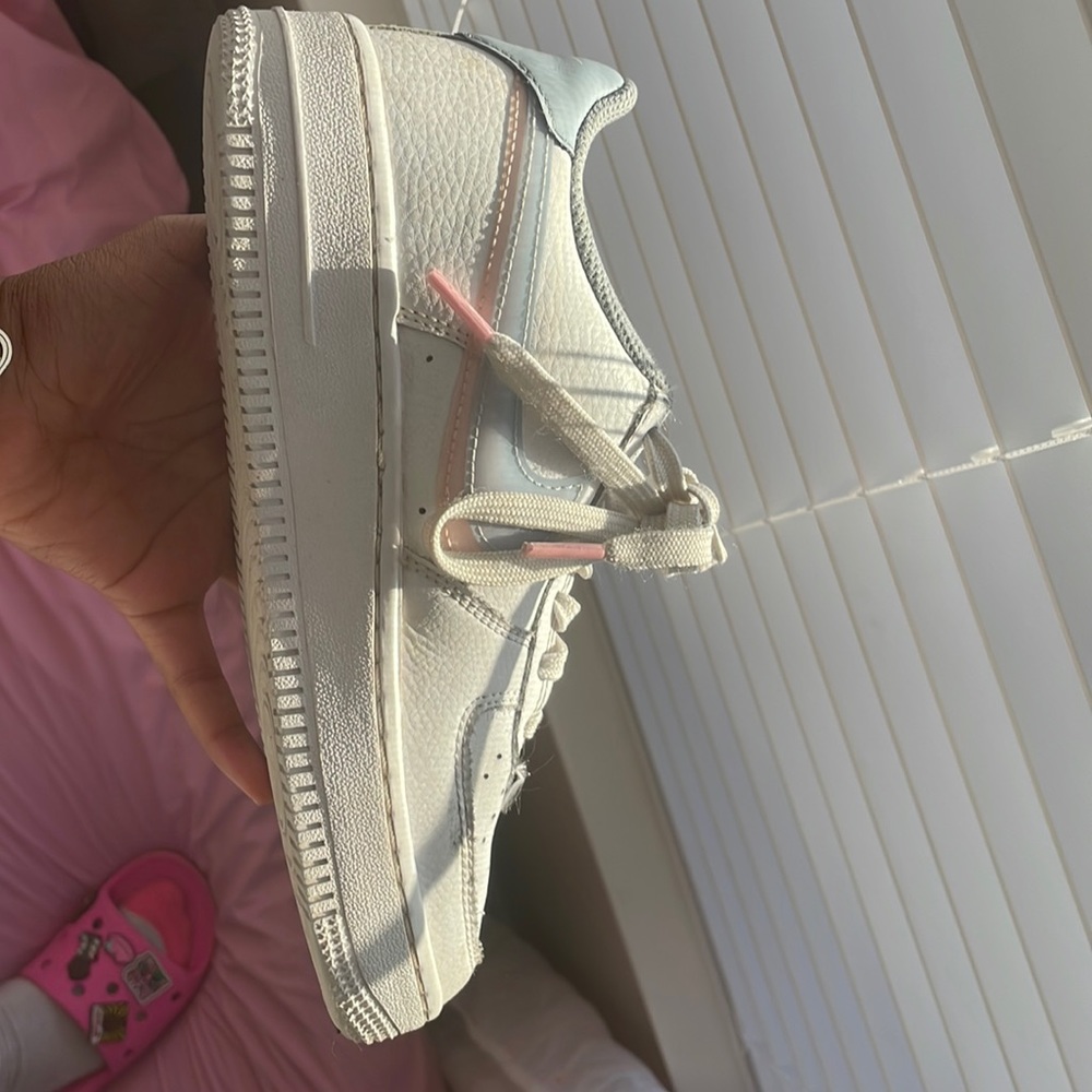 Pink and blue Nike air force’s. They could use a bit cleaning